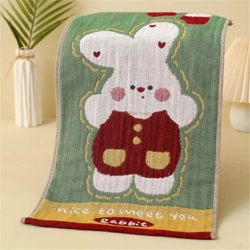 مناشف يد قطنية شاش، طباعة حيوانات، للحمام والمطبخ، 25*50 سم، رقيقة، 4 قطع