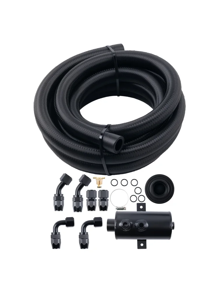 Baffled Motor Oil Catch Can 750ML 10AN poort met 10ft slang brandstofleidingfittingset - afbeelding 2
