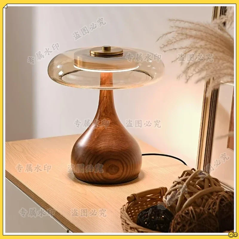 

DoorRetro Style Floor Lamp Wooden French Desk Lamp for Bedroom Living Room Study Room Hotel Bedside Table Lamp Glass Table Light