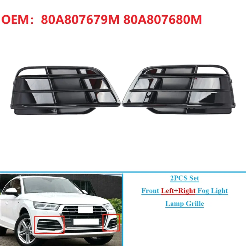 

2Pc Set Front Bumper Fog Light Lamp Cover Bezel For SQ5 S Line Q5 2018-2022 80A807679M 80A807680M Car Accessories-AS55