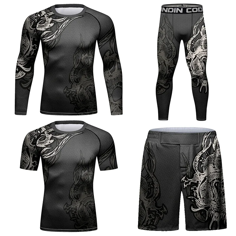 

Men's Boxing Shorts Compression Shirt Pants Sport Suit MMA BJJ Tracksuit Gym Fitness Sportswear Muay Thai Jiu Jitsu Rashguard