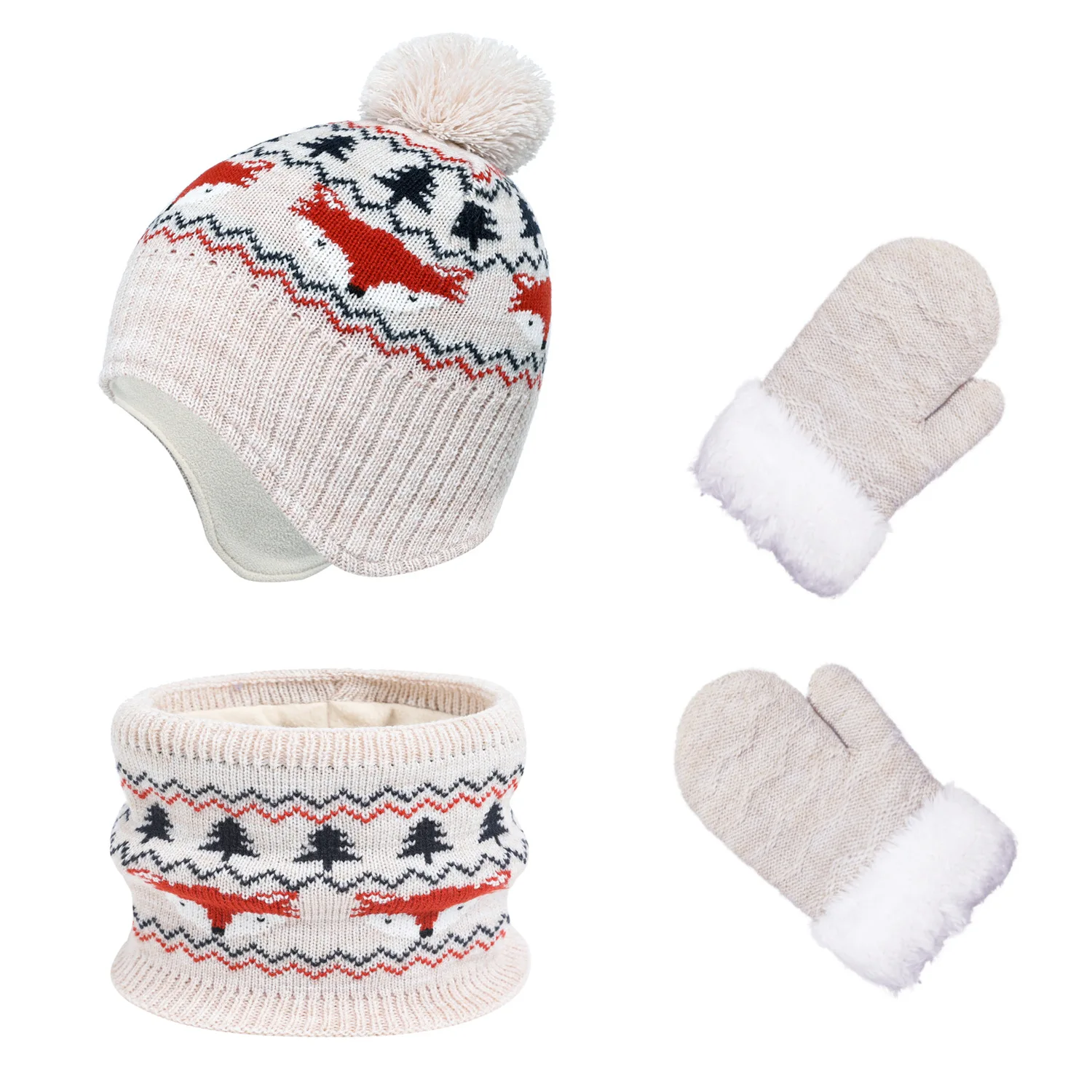 Hat Scarf Gloves Kids Winter Boy Girl Beanie Knit Cap Autumn Warm Soft Skiing Accessory For Cold Weather Outdoors