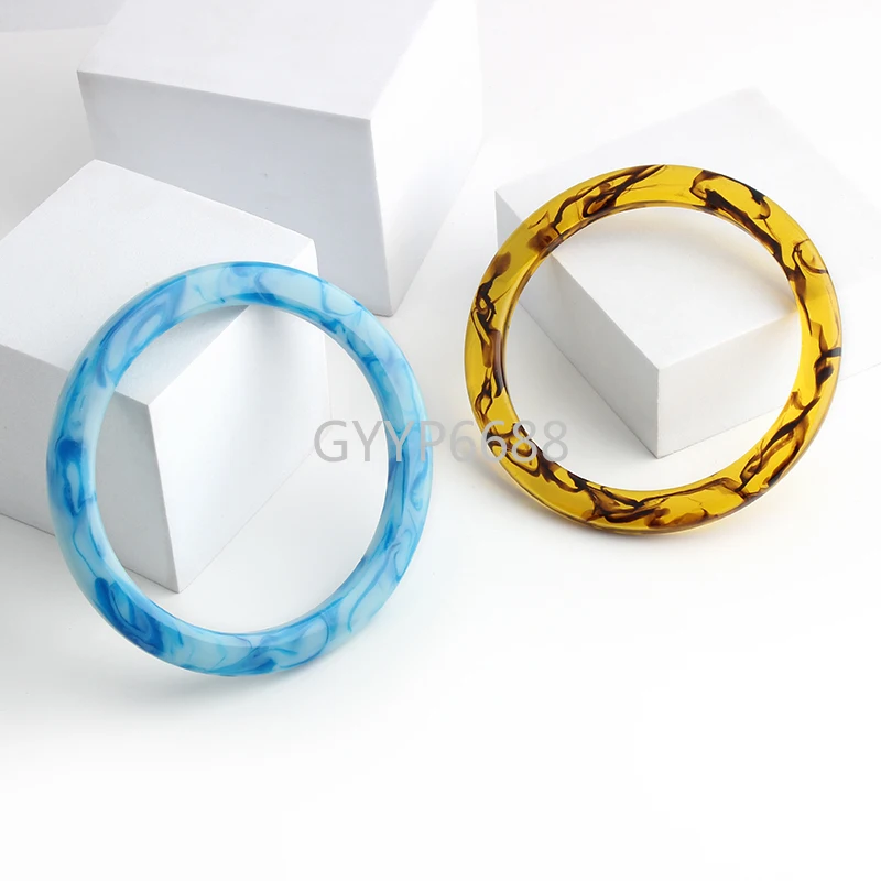 2-10-30PCS Blue,Coffee,Yellow Round Resin Handles For Woman Handbag Bags Circlet Frame Plastic Decorative Bracelet Accessories