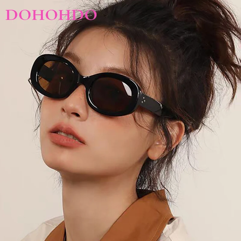 

Fashion Brand Designer Oval Sunglasses Women Men Trend Luxury Y2K Summer Traveling Outdoors Street Shooting Sun Glasses UV400