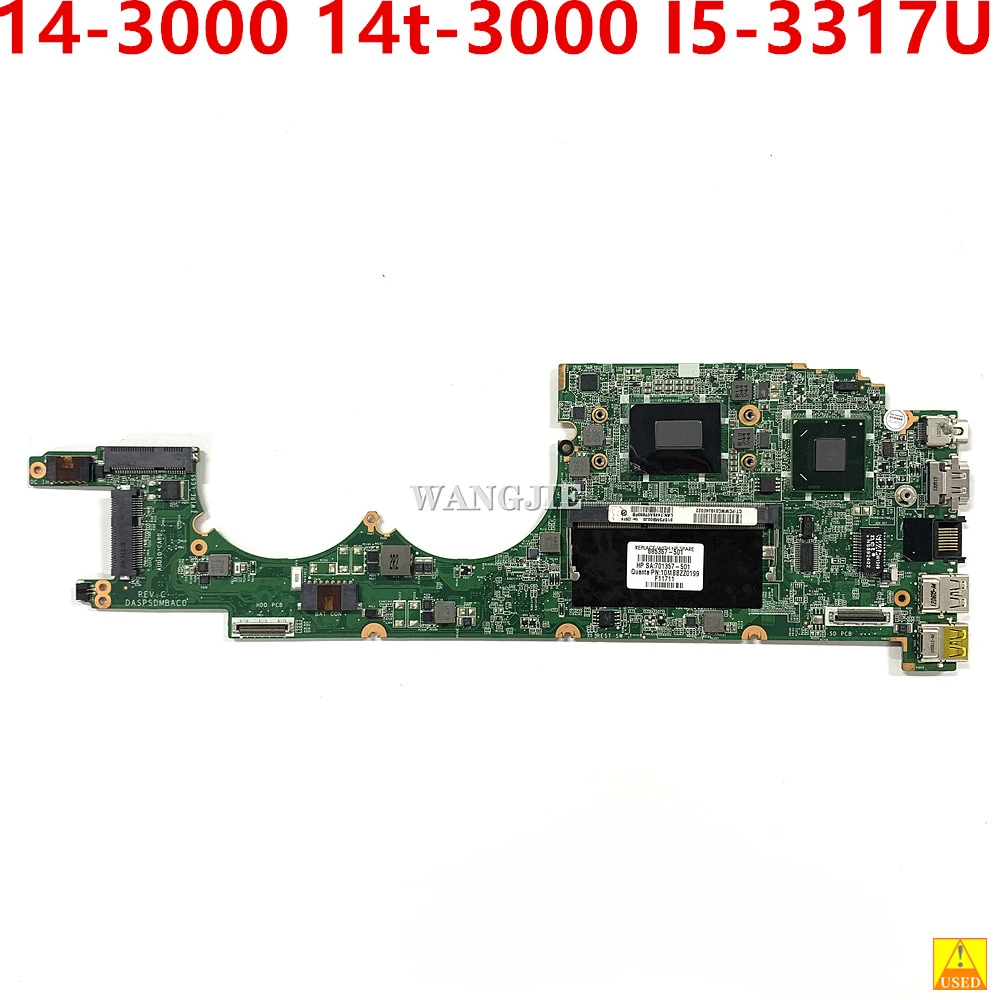 For HP Envy 14-3000 14t-3000 Laptop Motherboard 685367-501 685367-601 685367-001 DASPSDMBAC0 W/ I5-3317U CPU DDR3 Used