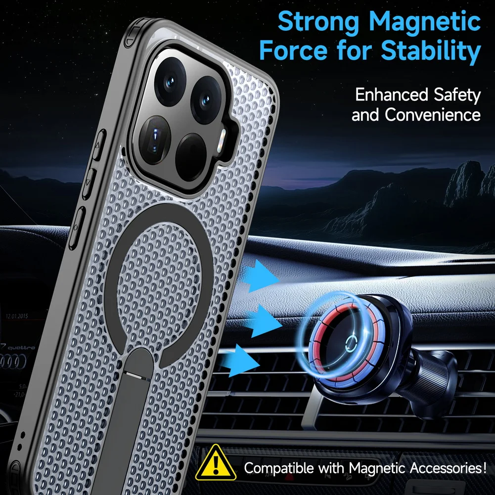 Honeycomb Cooling Stand Holder Magnetic phone Case for Xiaomi 17T Pro Mi 17 Pro Max 15T Pro Mi 14t Armor Full Protective Cover view 2