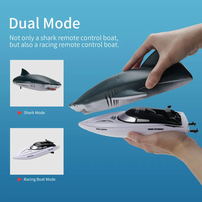 RC Boat 2.4G Remote Control Shark High Speed Racing Speedboat Electronic Animal Competition Ship USB Charge RC Yacht Toy