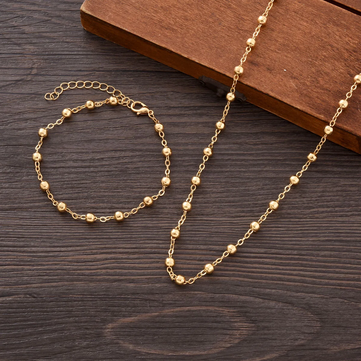 Ethiopian Jewelry Simple Chain Necklace and Bracelet 2-Piece Set African Eritrean Habesha Wedding Accessories Gifts #125
