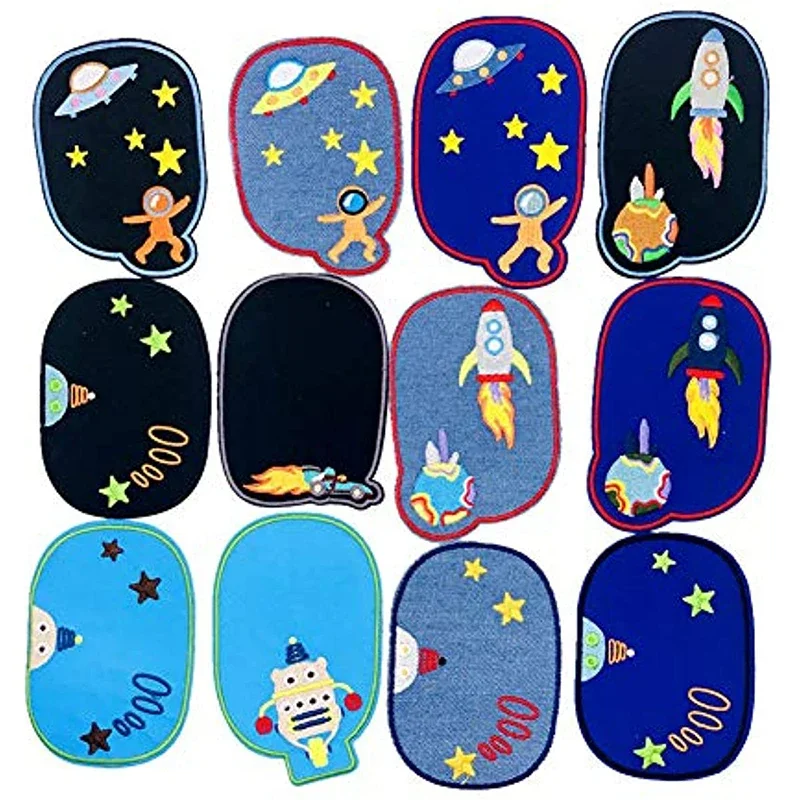 11/12Pcs Elbow Knee Patches Cartoon Sewing Repair Iron On Patch Repair Kit DIY Children Clothing Jeans Sticker Embroidered Badge