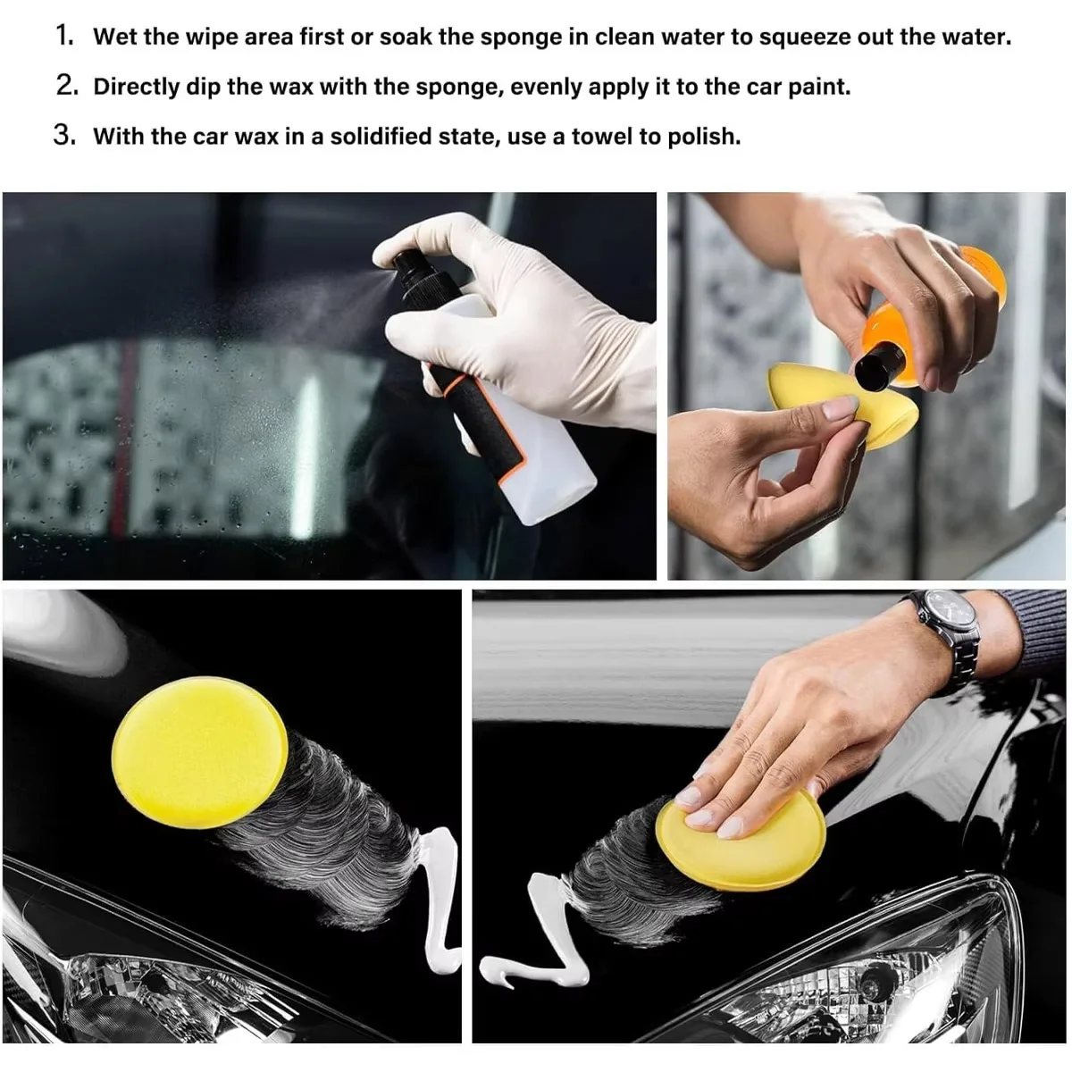 Yitong 6/12/24PCS Polishing Sponge High Density Foam Wax Pad Multi Purpose Automobile And Motorcycle Paint Care Polishing Sponge