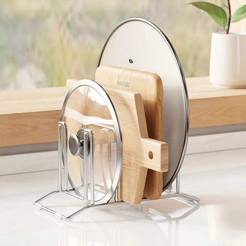 Kitchen Organizer Cutting Board Rack, SS304 Chopping Board Organizer, Stand Holder, Countertop Pots Pan Lids Rack, Hot Sale