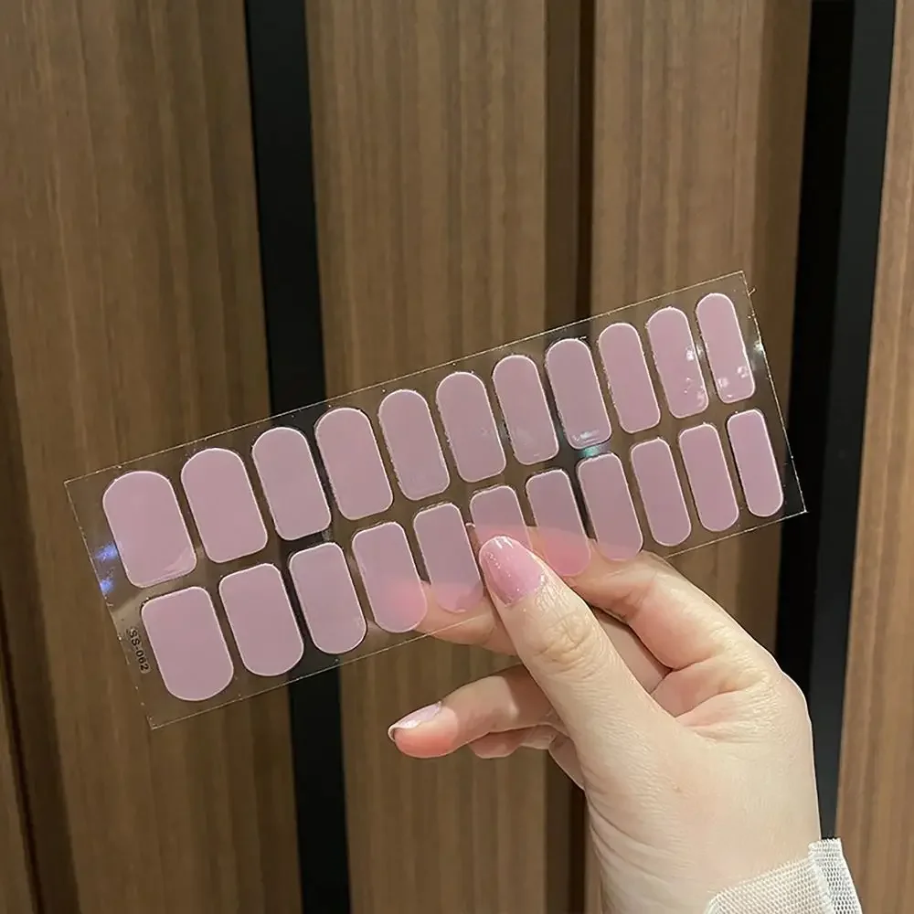 Pegatinas de uñas de Gel de manicura DIY para mujer, lámpara sin hornear, 22 pegatinas adhesivas para dedos, decoración de esmalte de uñas completo