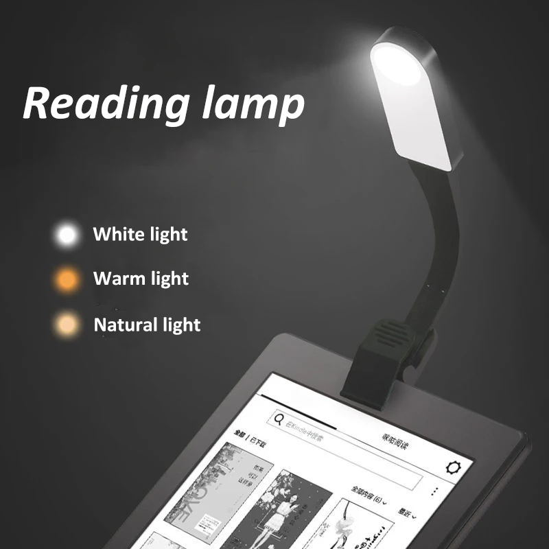 

Portable Mini Desk Lamp Student Night Reading Light USB Charging LED Book Light 3 Light Source Clip Lamp