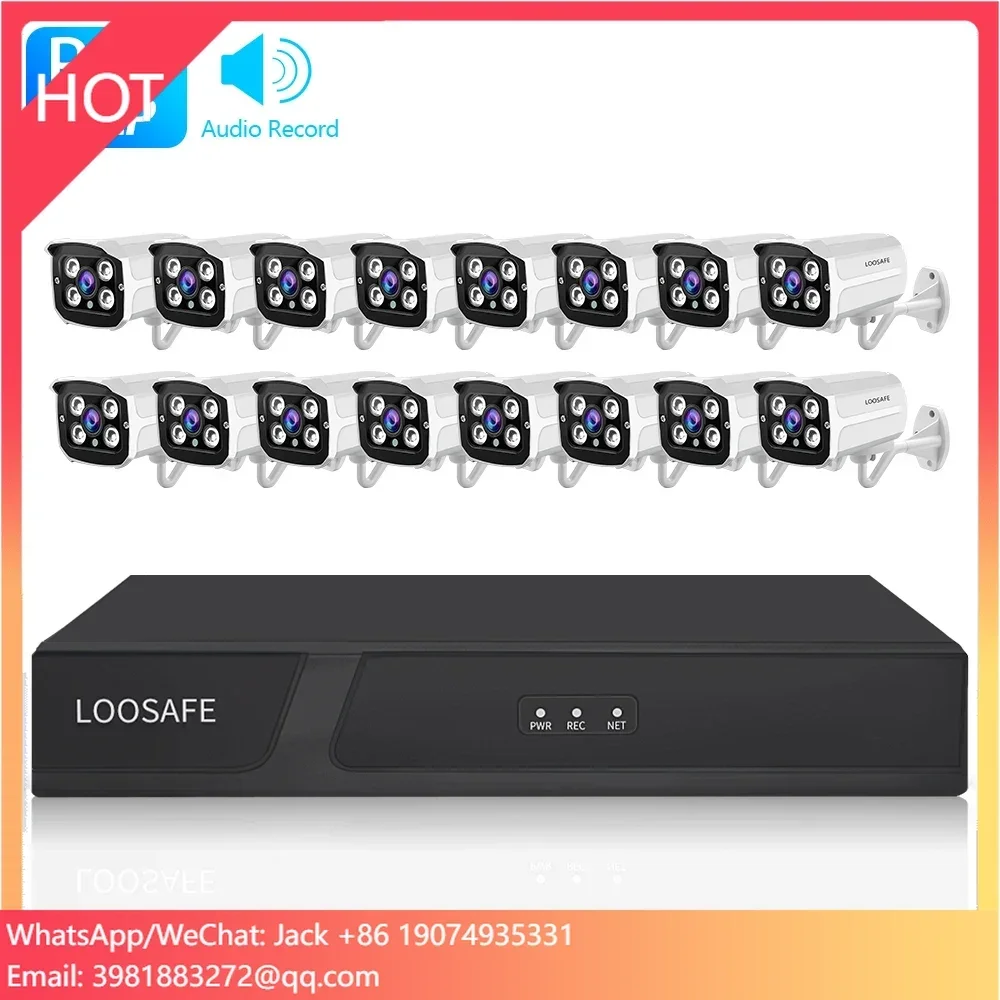 LOOSAFE 16CH 4K POE NVR Kit 5MP Outdoor IP66 Waterproof Bullet IP Camera 6T HDD CCTV System