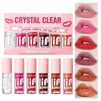 MAGIC CASA 6-Piece Set Water-Gloss Jelly Lip Oil - Plumping, Hydrating, Makeup Base,…