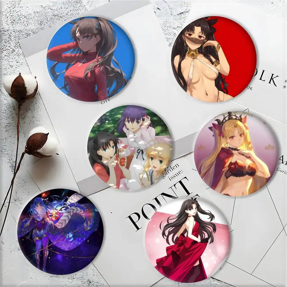 Anime Girl Fate Stay Night Badge Tinplate Meme Round Brooch For Hat Bag Creative Lapel Jewelry Accessories Gifts