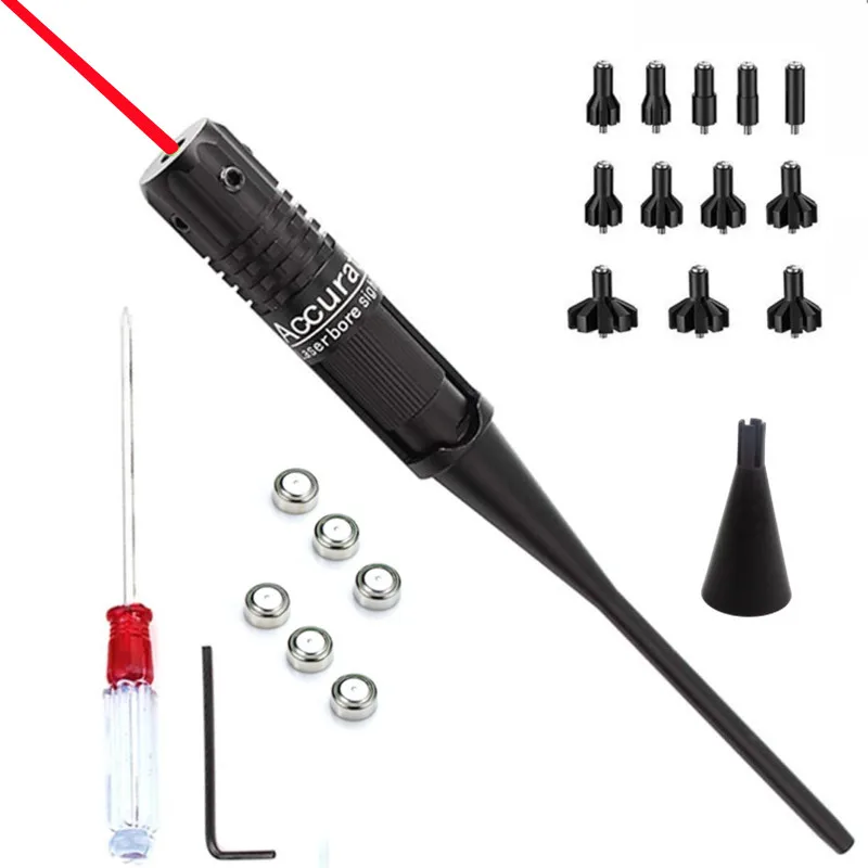 Laser Bore Sight with 12Adpaters from .177 .22 to 12GA with Stable Centering Device Boresighter Hunting Laser Collimator