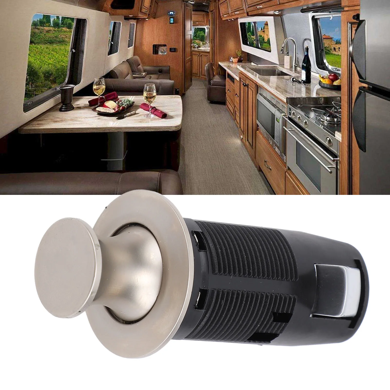 

Cabinet Push Button Lock Stylish Look Keyless Cupboard Drawer Push Button Latch Knob for RV Yacht Motorhome Campervan