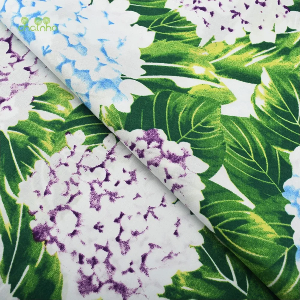 Chainho,Printed Plain Weave Poplin Cotton Fabric,DIY Quilting Sewing Material,Patchwork Cloth,Floral Series,3 Specification,PC50