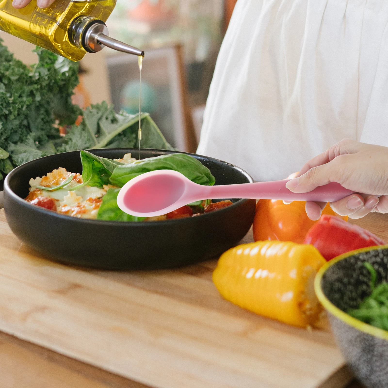 

1 set Silicone Cooking Utensils Kitchen Gadget Set Rice Spatula Soup Ladle Slotted Spoon Baking Scraper Non Stick Heat Resistant