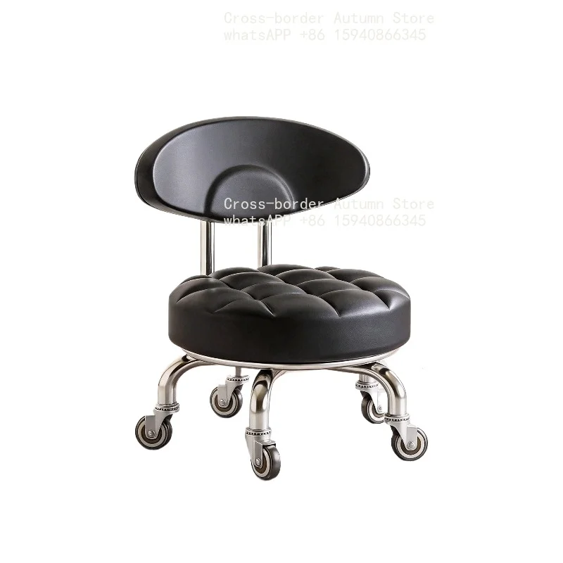 Universal wheel small stool pulley mobile stool household low stool living room with wheel back small chair