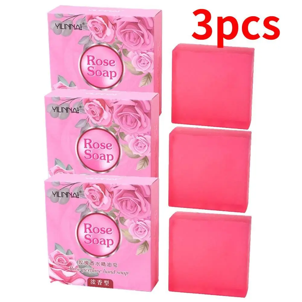 

3pcs Rose Essential Oil Soap 55g Organic Natural Roses Face Butter Smooth Bath Anti Tool Gently Care Skin Moisturizing Wholesale