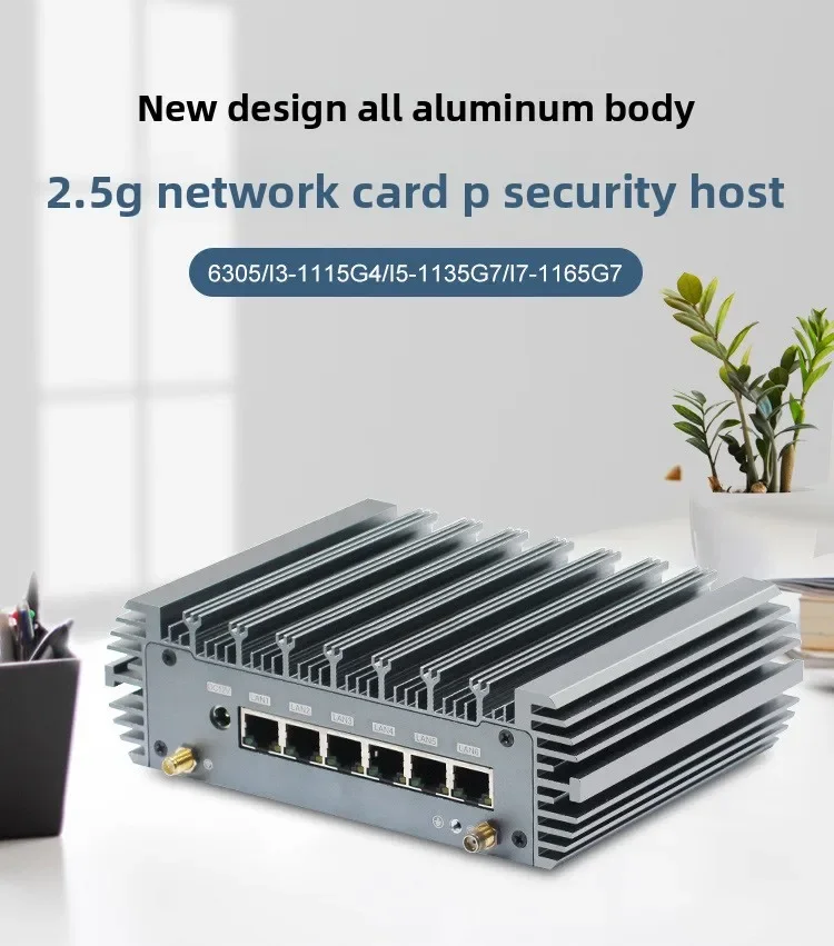 6 منافذ شبكة صغيرة لينة توجيه الكمبيوتر الصناعي I5-1135G7 I7-1165G7 آلة رؤية الكمبيوتر الصناعي