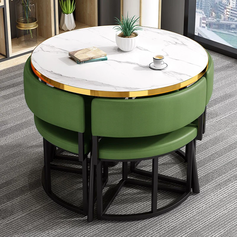 custom.[Texture Imitation Marble] Nordic Minimalist Negotiation Table and Chair Set Milk Tea Shop Coffee Shop Dining Table S