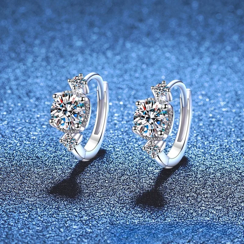 

S925 Sterling Silver Moissanite Earrings Japanese Korean Minimalist Unique Design Dainty Jewelry for Women
