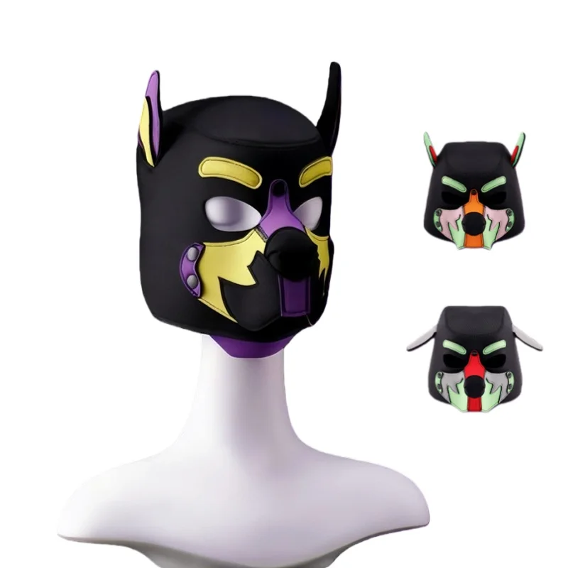 3 colores nuevo cachorro Cosplay perro juegos de rol juegos accesorios de fiesta disfraces para Color goma acolchado cabeza completa fetiche capucha máscara