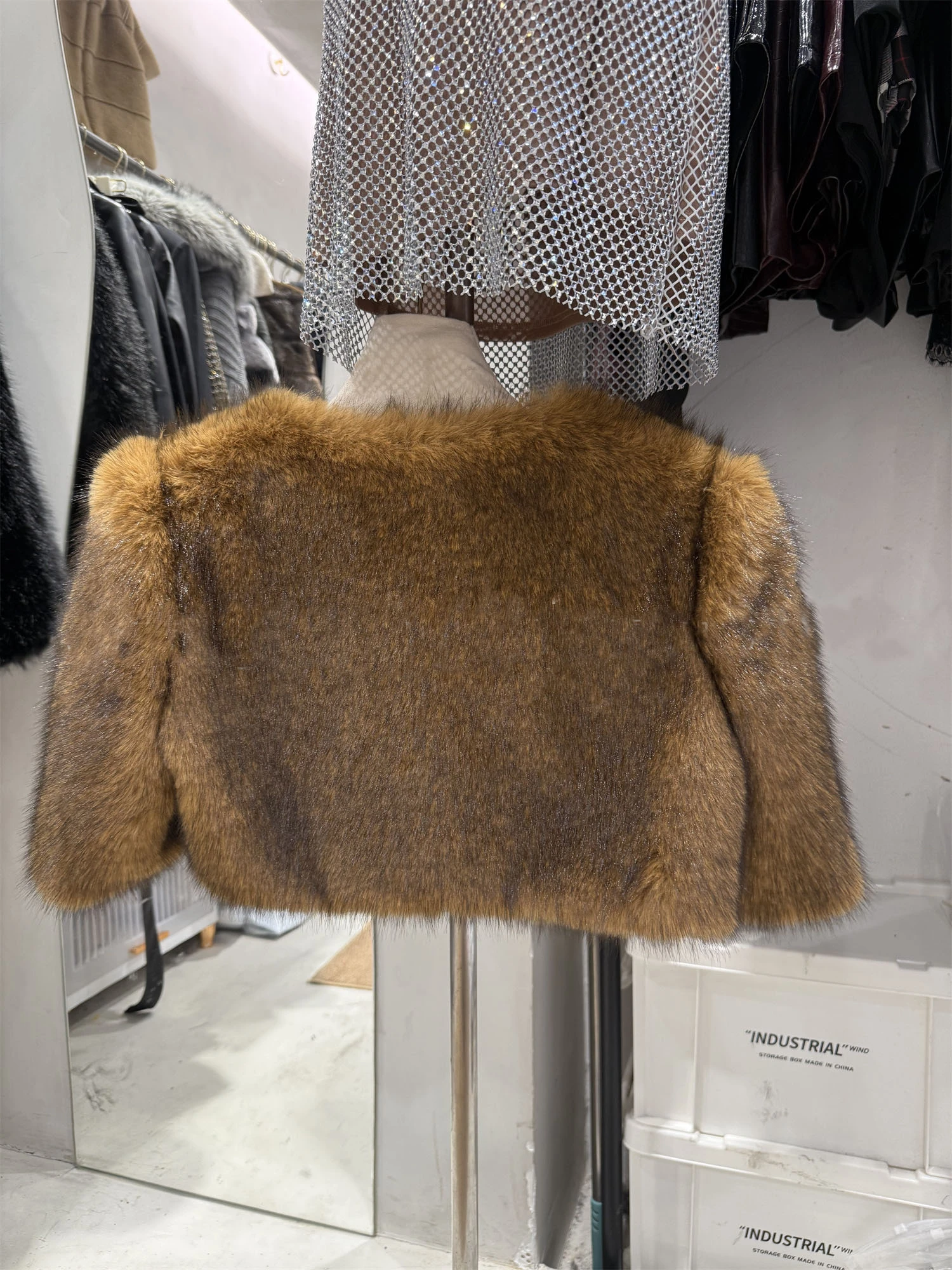المرأة الخريف الشتاء فو الثعلب الفراء نصف كم رقيق معطف سيدة أنيقة الخامس الرقبة فو الفراء قصيرة فضفاضة أبلى #3