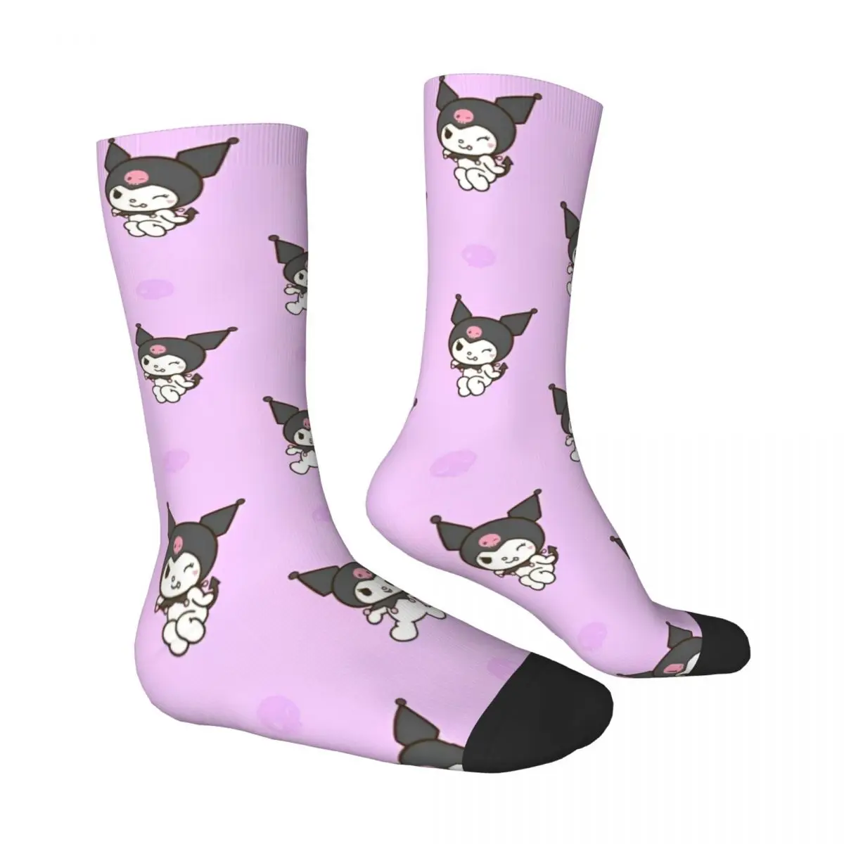 Kuromi Stockings Pattern Trendy Socks Winter Non Slip Socks Women Men Outdoor Medium Soft Socks