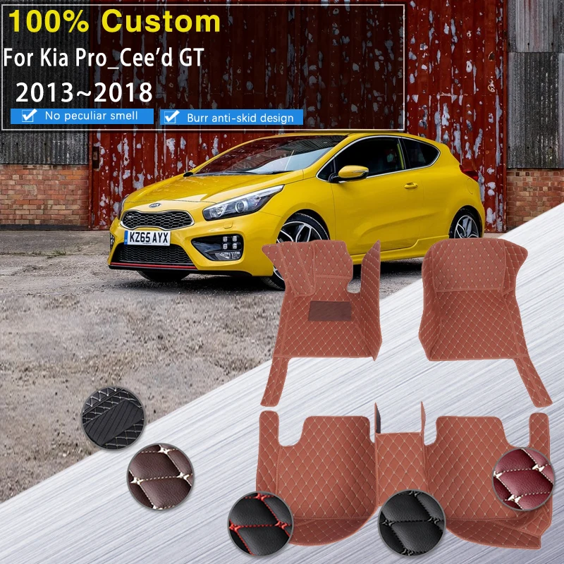 

Leather Car Floor Mats For Kia Pro_Cee'd GT JD 2013~2018 Waterproof Pads Car Mats Luxury Carpets Interior Parts Car Accessories