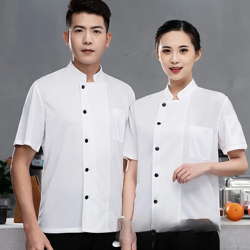 360 ° Ademend Mesh Koksjas Heren Dames Koken Shirt Met Korte Mouwen Cool Werk Tops Food Service Zwart Wit Keuken Outfit