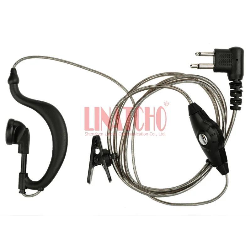 2 PINS Ear Hook PTT Mic Earphone GP68 GP88 GP2000 GP300 Portable Walkie Talkie 2-way Radio Headset