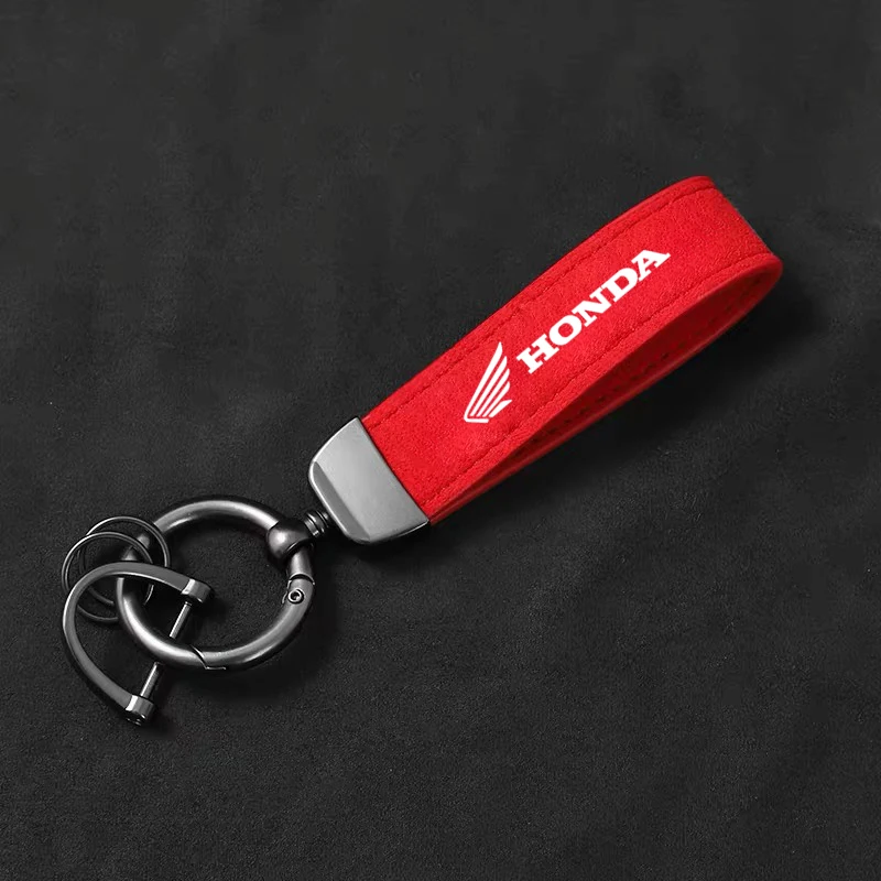 Suede Car Logo Keychain For Honda Civic FIT Accord Prelude CRV 5th City CRZ CRX Jazz HRV Horseshoe Buckle Key Ring Sticker view 5