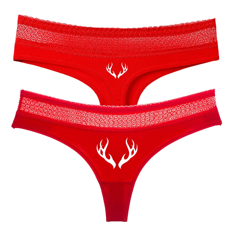 Cotton Female Cuckold Antlers Panties Hot Sexy Lace Underwear for Women Thong GString Breathable Lingerie Temptation Intimates