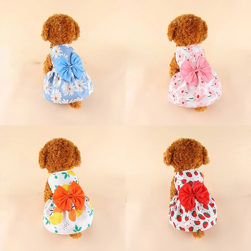 For Dogs Clothes Small Medium Skirt Pet Dog Dress Chihuahua Pomeranian Daisy Puppy Girl Wedding Costume Princess Pet Decoration