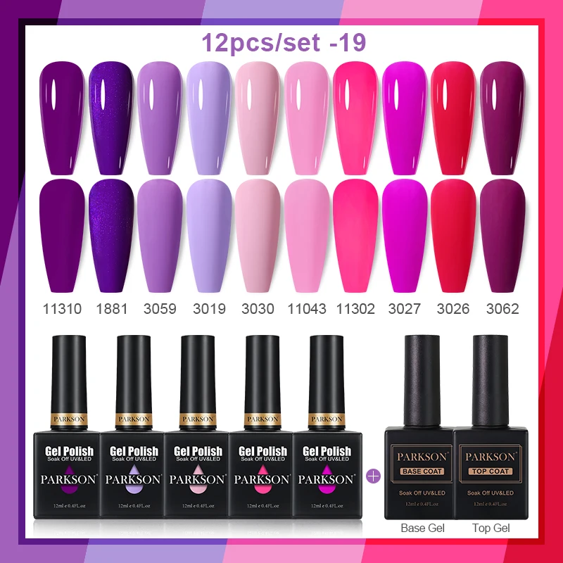 باركسون 12 قطعة جيل للأظافر مجموعة طلاء الأظافر الوردي الأخضر الربيع لتقوم بها بنفسك مسمار الفن تصميم طويلة الأمد نقع قبالة الأشعة فوق البنفسجية هلام مانيكير جل فيرنيس كيت