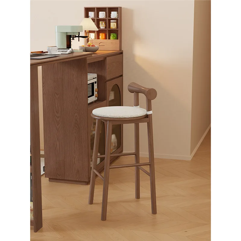 

/Solid wood bar chair Home high chair Medieval bar chair Bar high stool Lamb wool soft bag