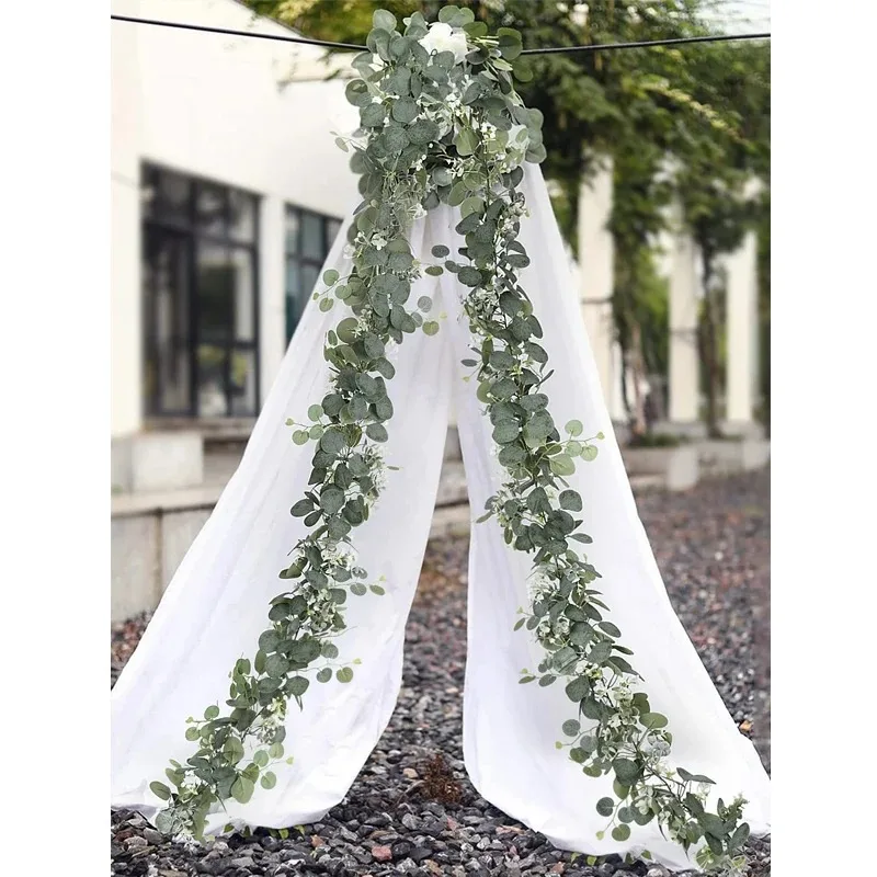 2pcs Artificial Eucalyptus Vine Plant Real Texture Fake Green Hanging Plant Wedding Courtyard Garden Home Party Wall Decoration image 6