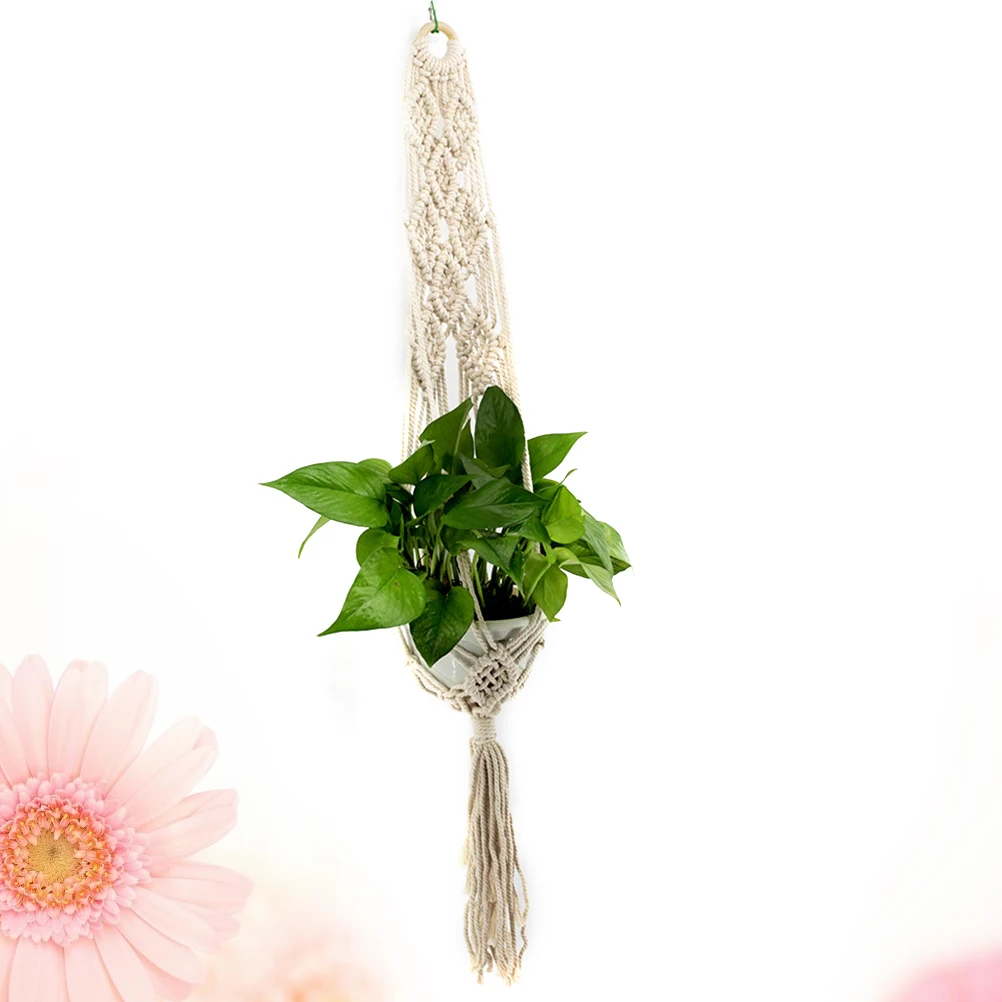 

Macrame Plant Hanger Indoor Outdoor Hanging Basket Potted Plants Sturdy Cotton Decor Wall Hook Suitable Colors Patterns