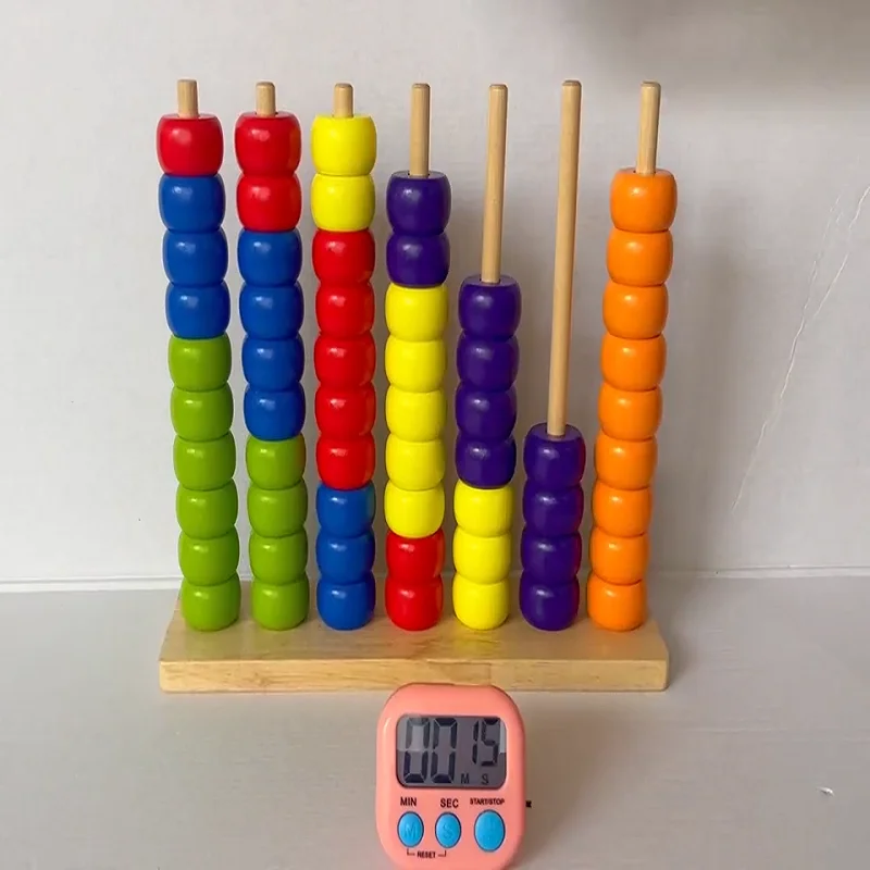Wooden Bead Counting Matching Stacking Toy Adult Elderly Focus Training Educational Puzzle Game