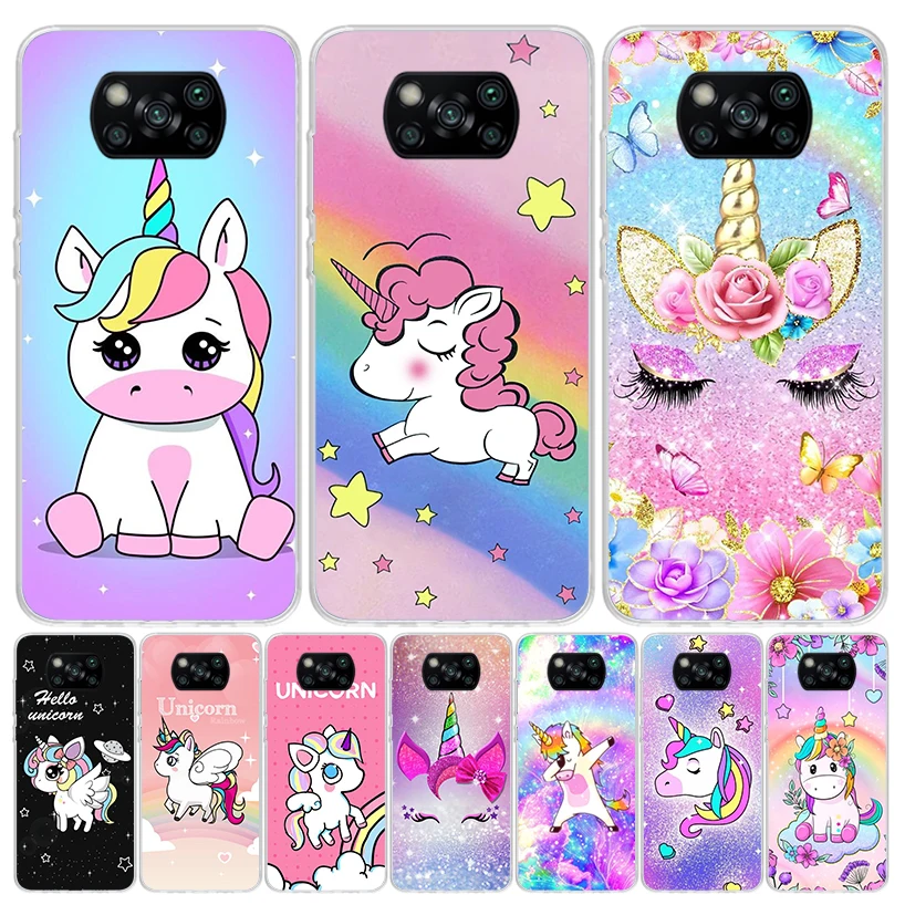Funda de teléfono Rosa unicornio arcoíris para Xiaomi Mi 11T, 12T, 10T, 9T Pro, 11i, 12X, 13, 12, 11, 10, 9, 8 Lite, 6X, 5X, A3, A2, tendencia