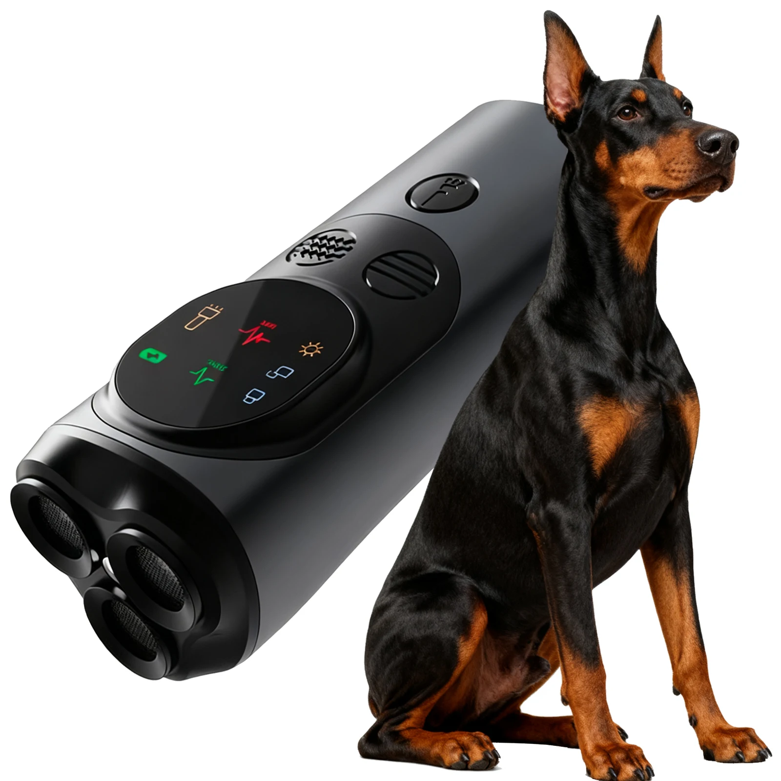 

Ultrasonic Dog Repeller Anti Barking Device 3 Heads Dog Training Deterrent with LED Flashlight Rechargeable Bark Control for Pet