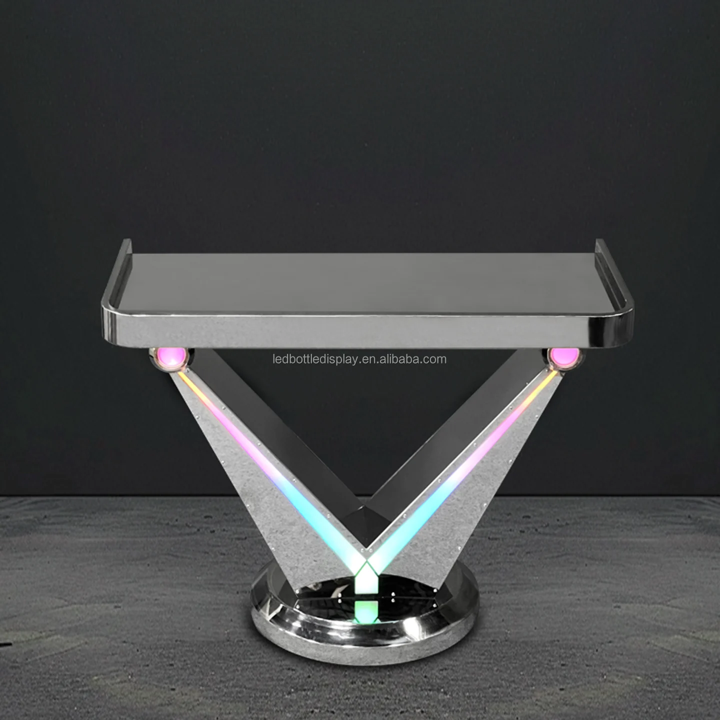 LiqVis Custom Logo DJ Table Portable Stainless Steel LED Mirror Modern Luxury Booth for Wedding Celebration Lounge Show Party view 6