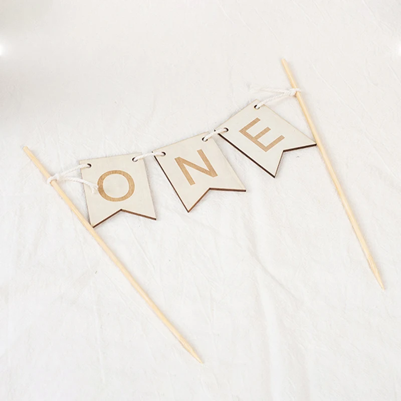 YOMDID Neue Holz EINjährige Geburtstagstorte Topper EIN Kuchen Flagge Kinder Erster Geburtstag Baby Shower Party Kuchen Dekorieren Lieferungen – Detail 12