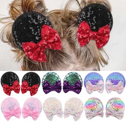 1 par de orelhas do mouse grampos de cabelo colorido sereia lantejoulas hairbows para meninas bonito hairpins bandana glitter acessórios de estilo de cabelo