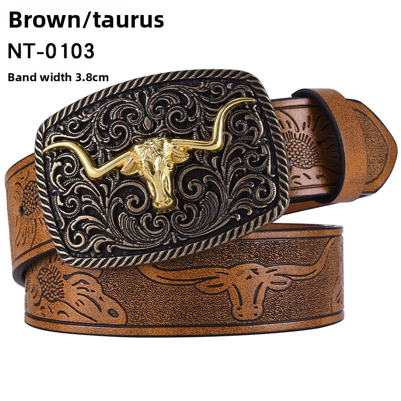Vintage-Stil PU-Leder Western Cowboy-Gürtel mit klassischer Buchstabenschnalle – 3,8 cm breit, langlebig und stilvoll mit Retro-Blumenmuster – Detail 12