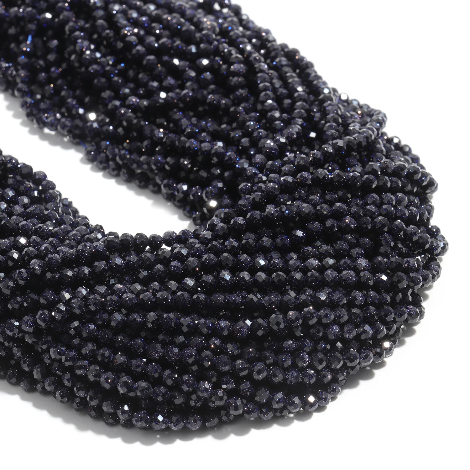 Großhandel Facettierte 2 3 4mm Naturstein Blaue Sandperlen Runde Kleine Lose Perlen für Schmuckherstellung DIY Armband Halskette – Detail 1